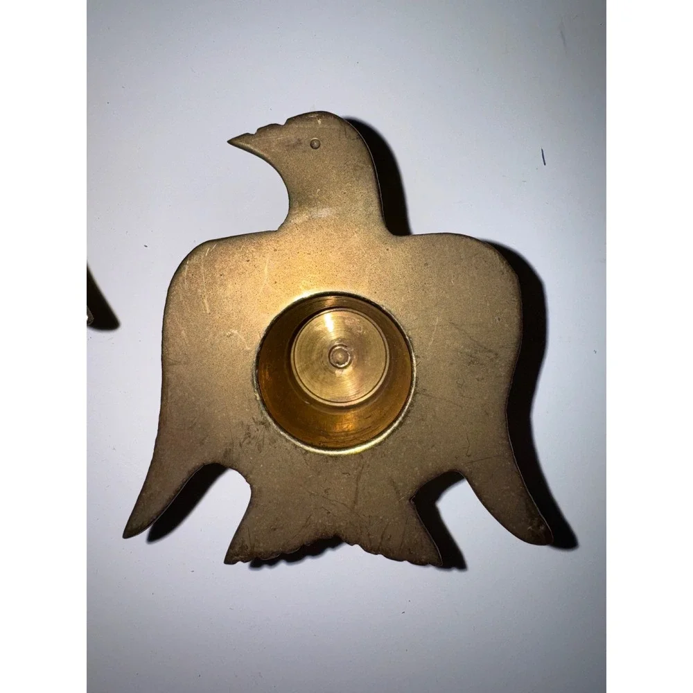 Vintage Solid Brass Bird Eagle Taper Candle Holders Set of 2 Mid Century Modern